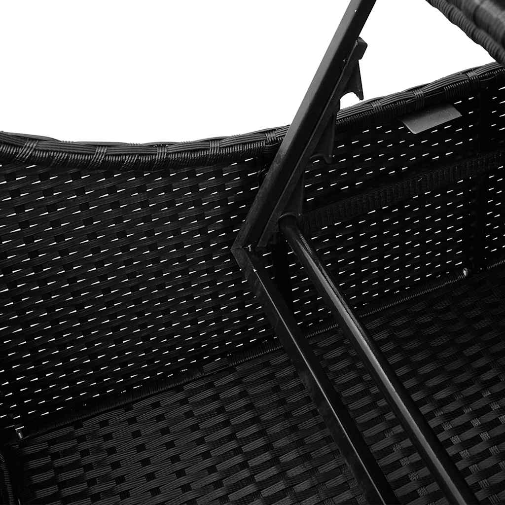Klappliege mit Auflage und Stauraum Schwarz Poly-Rattan