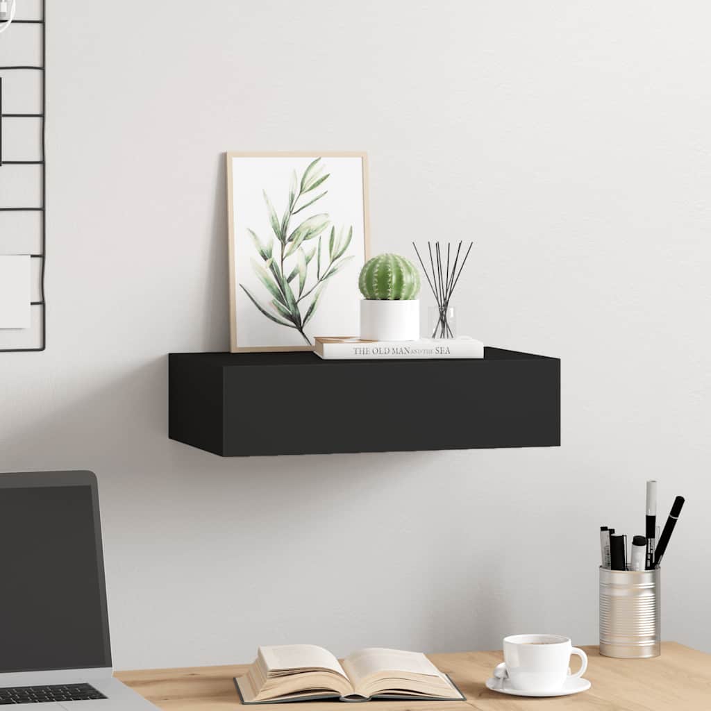 Wandregal mit Schublade Weiß 40x23,5x10 cm MDF