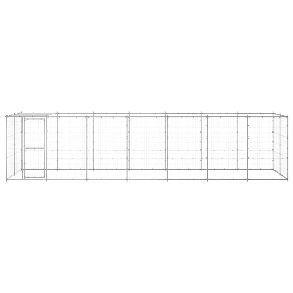 Outdoor-Hundezwinger mit Überdachung Stahl 7,26 m²