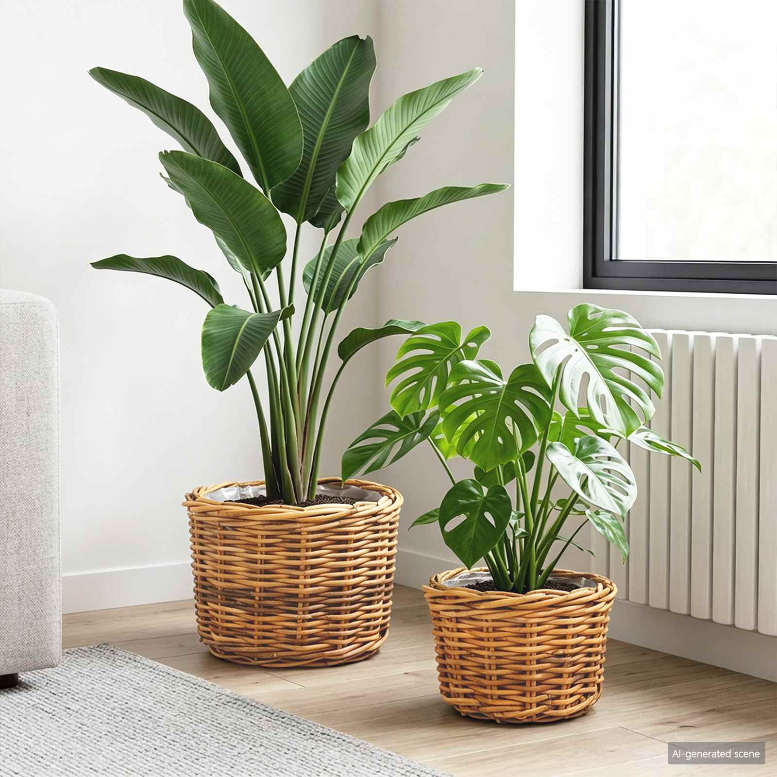 Blumentopf Korb 2 Stk. Natürliches Grau Kubu Rattan