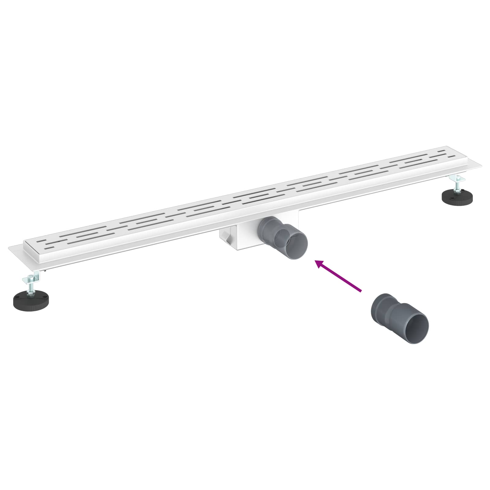 Duschabfluss mit Glasabdeckung Schwarz 50 cm Edelstahl 304