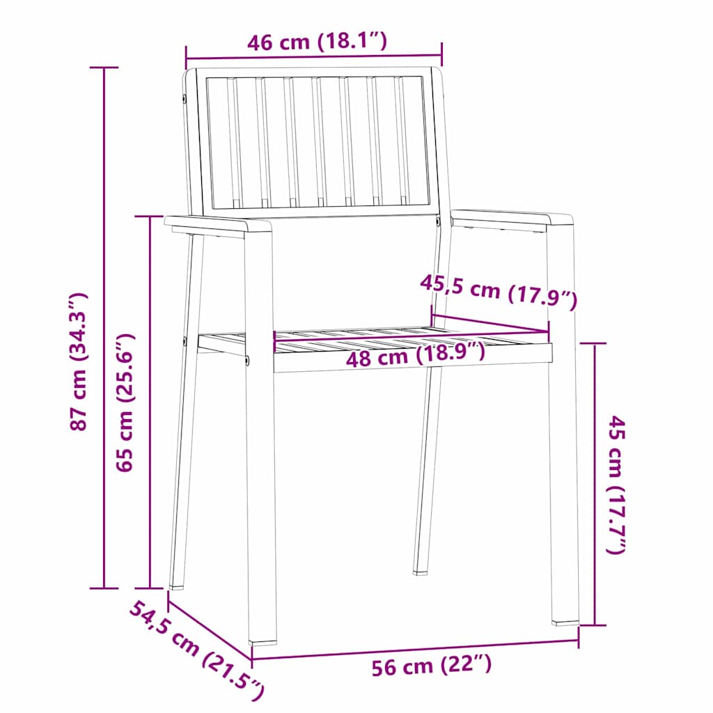 Gartenstuhl 6 pcs Massives Akazienholz und Edelstahl