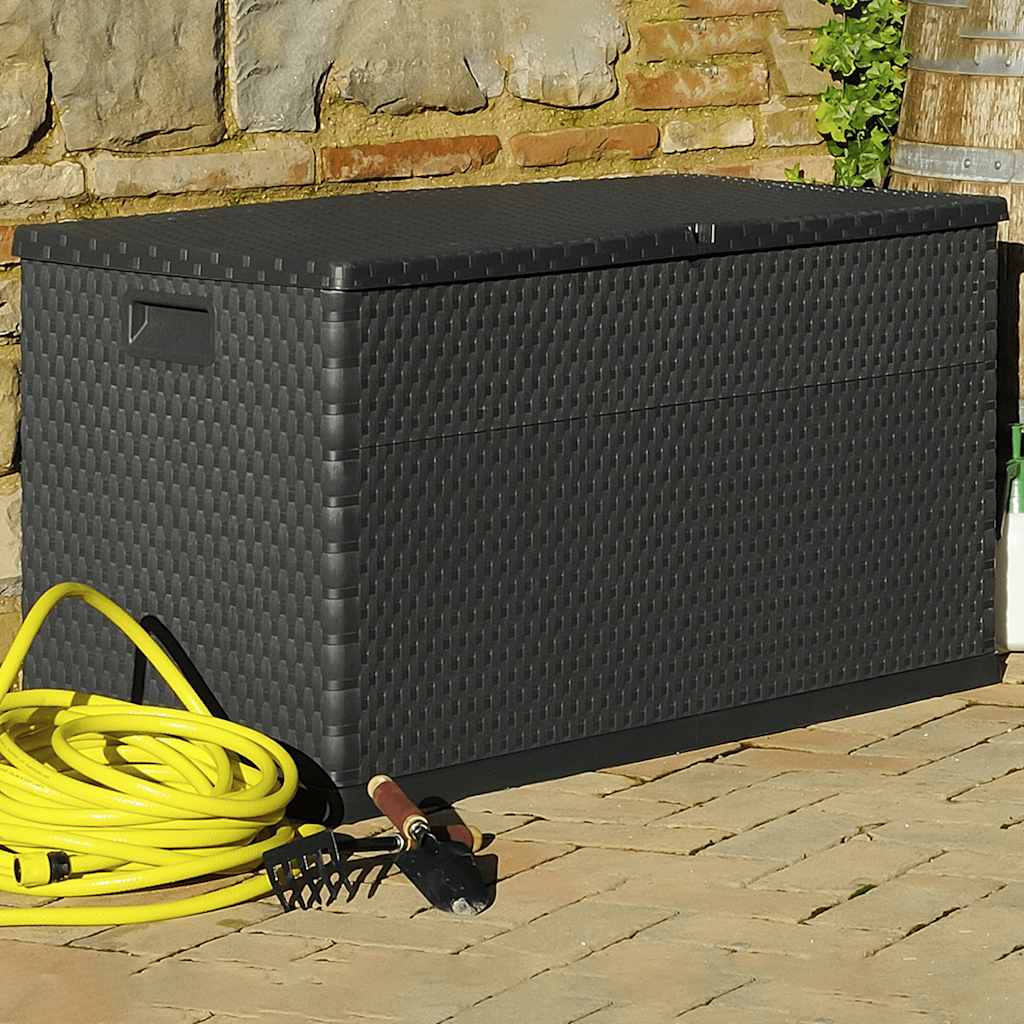 Garten-Aufbewahrungsbox Braun 120x56x63 cm PP Rattan