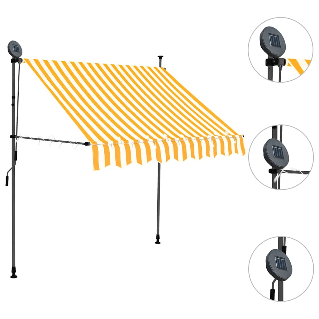 Einziehbare Markise Handbetrieben mit LED 100 cm Blau und Weiß