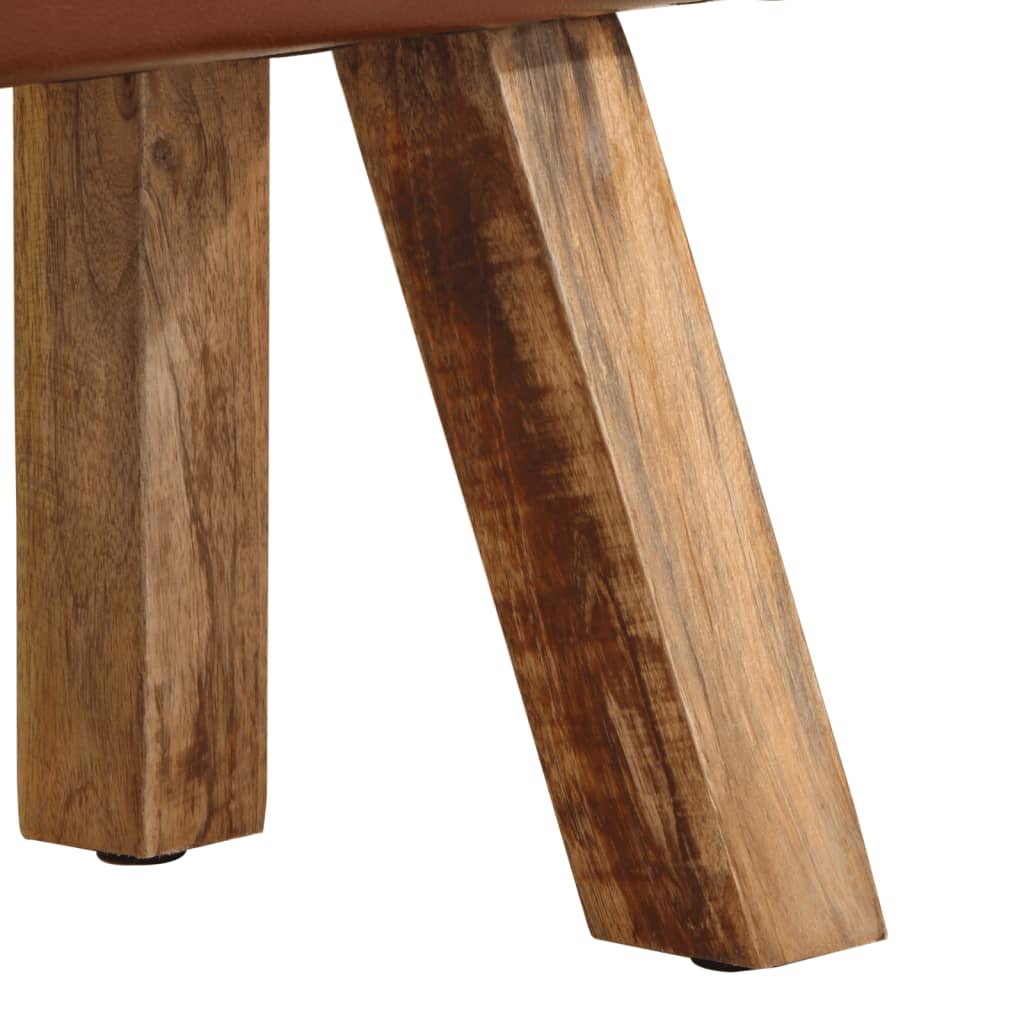 Bank Turnbock-Design 160cm Braun Echtleder Massivholz Akazie