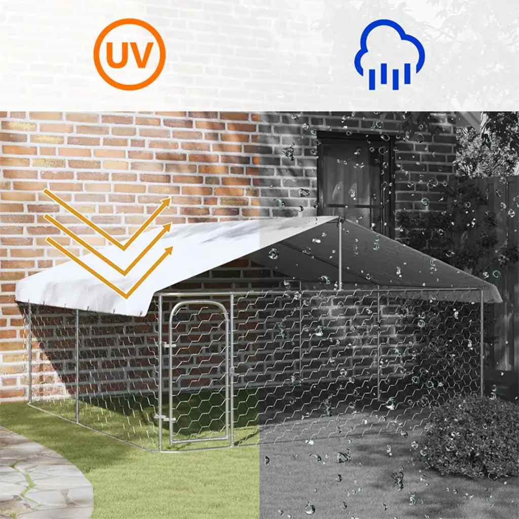 Outdoor-Hundezwinger mit Dach 400x200x150 cm