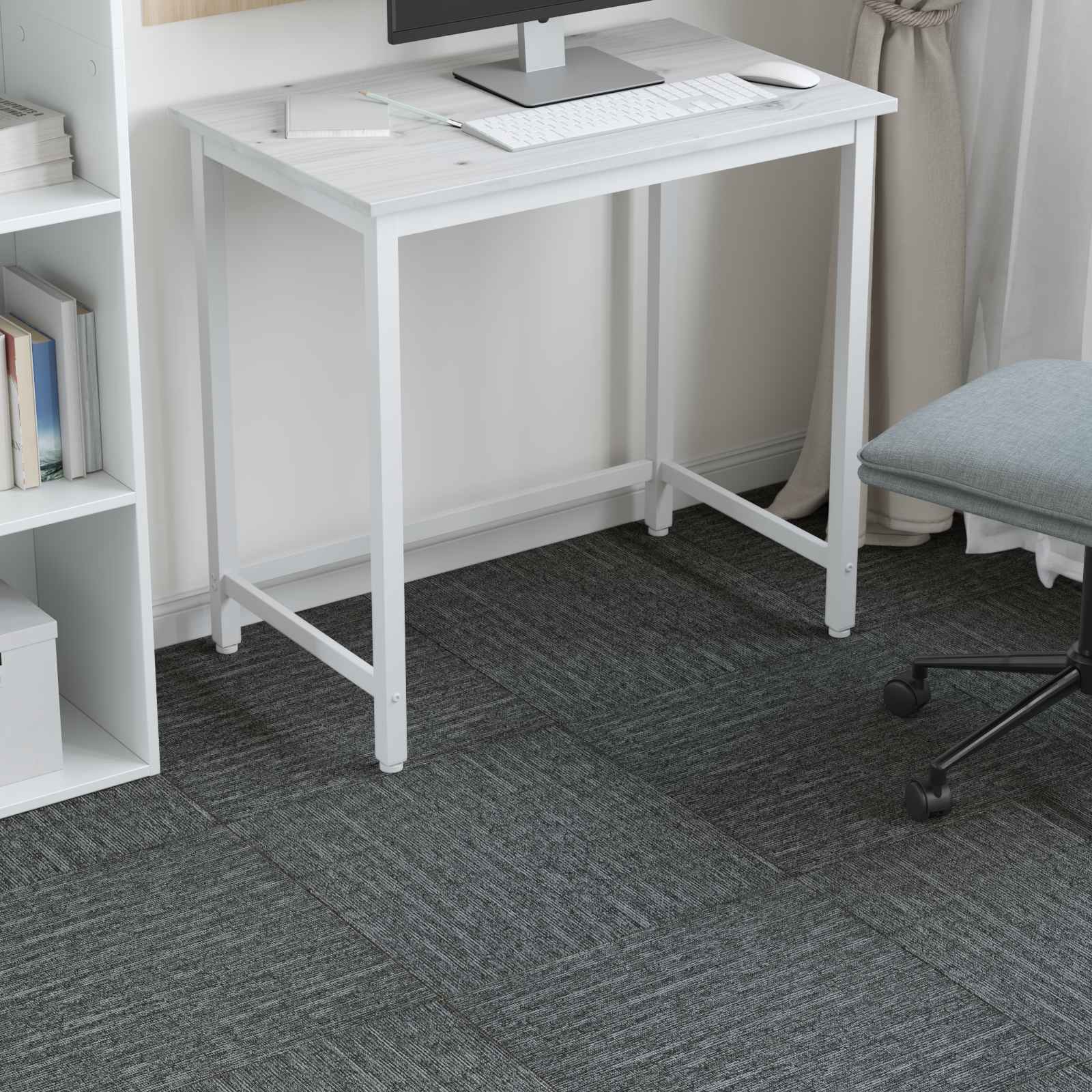 Teppichfliese Hellgrau mit Streifen 50 x 50 cm 4 pcs