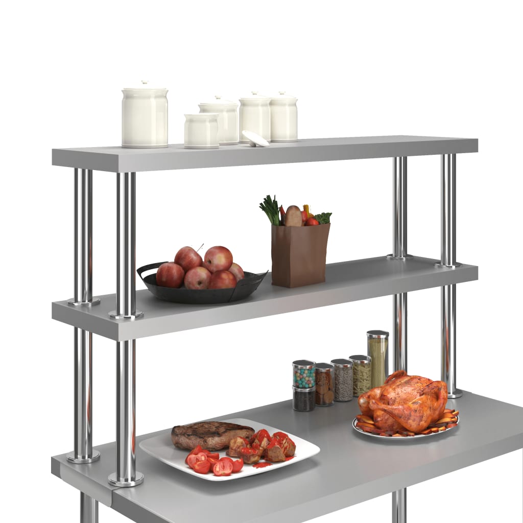 Aufsatzboard für Arbeitstisch 120 x 30 x 35 cm Edelstahl