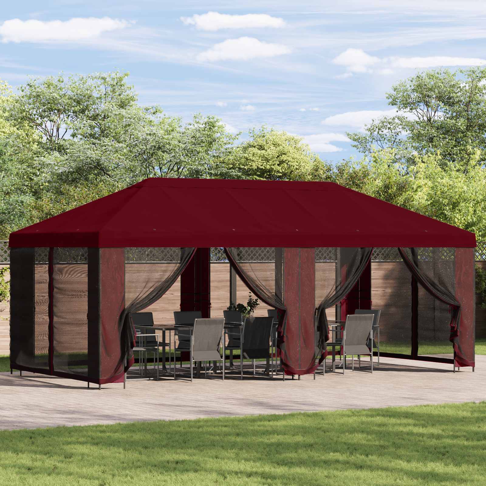 Pavillon mit Seitenwänden 6 x 3 m Beige Polyester und Stahl 190
