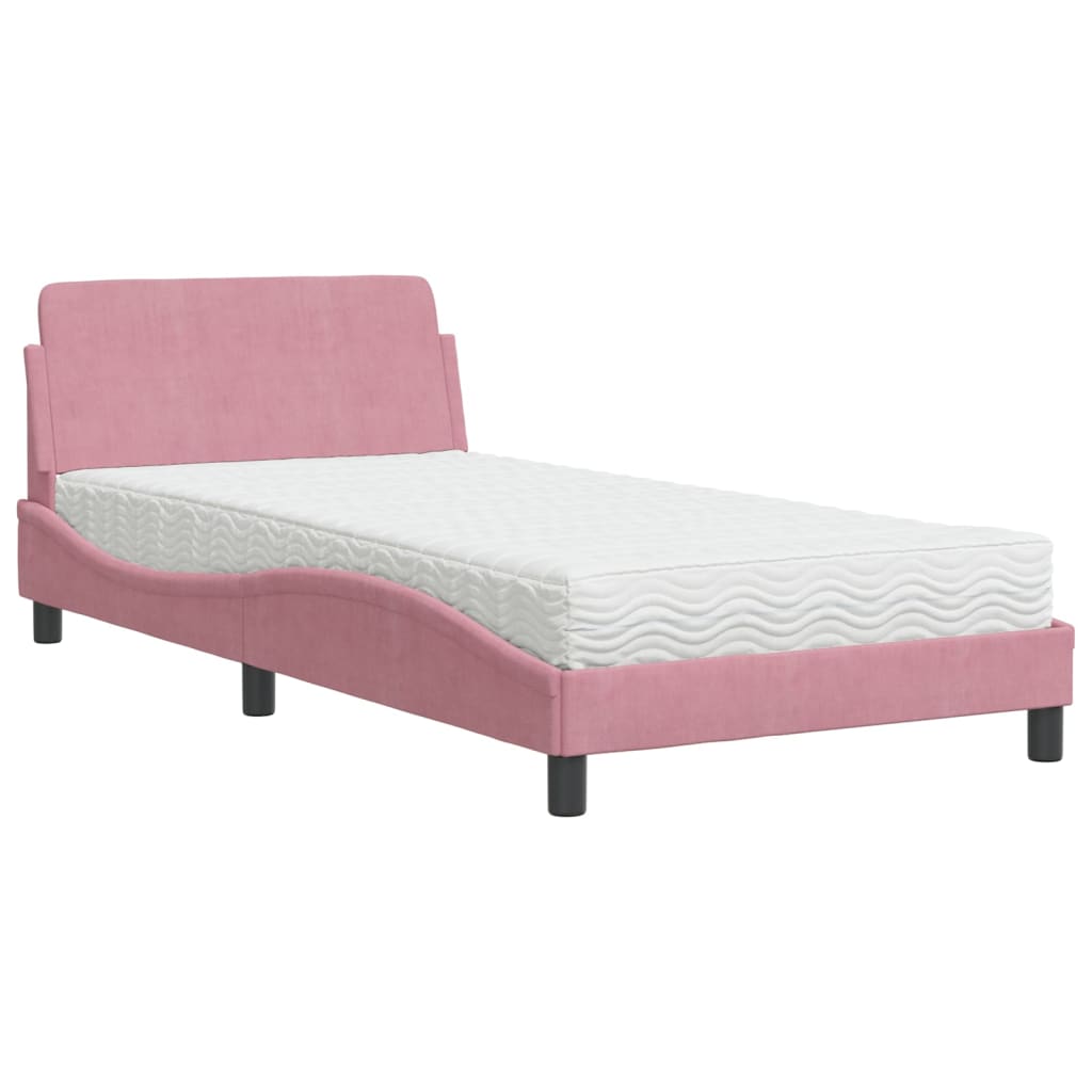 Bett mit Matratze "Dover" Hellgrau 80x200 cm Samt
