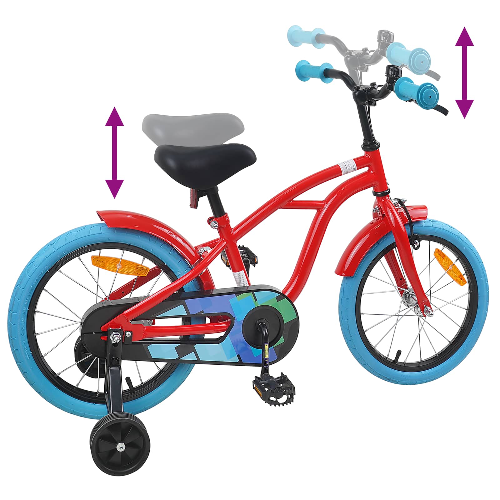 Kinderfahrrad 16 Zoll für 4-6 Jahre alt Schwarz