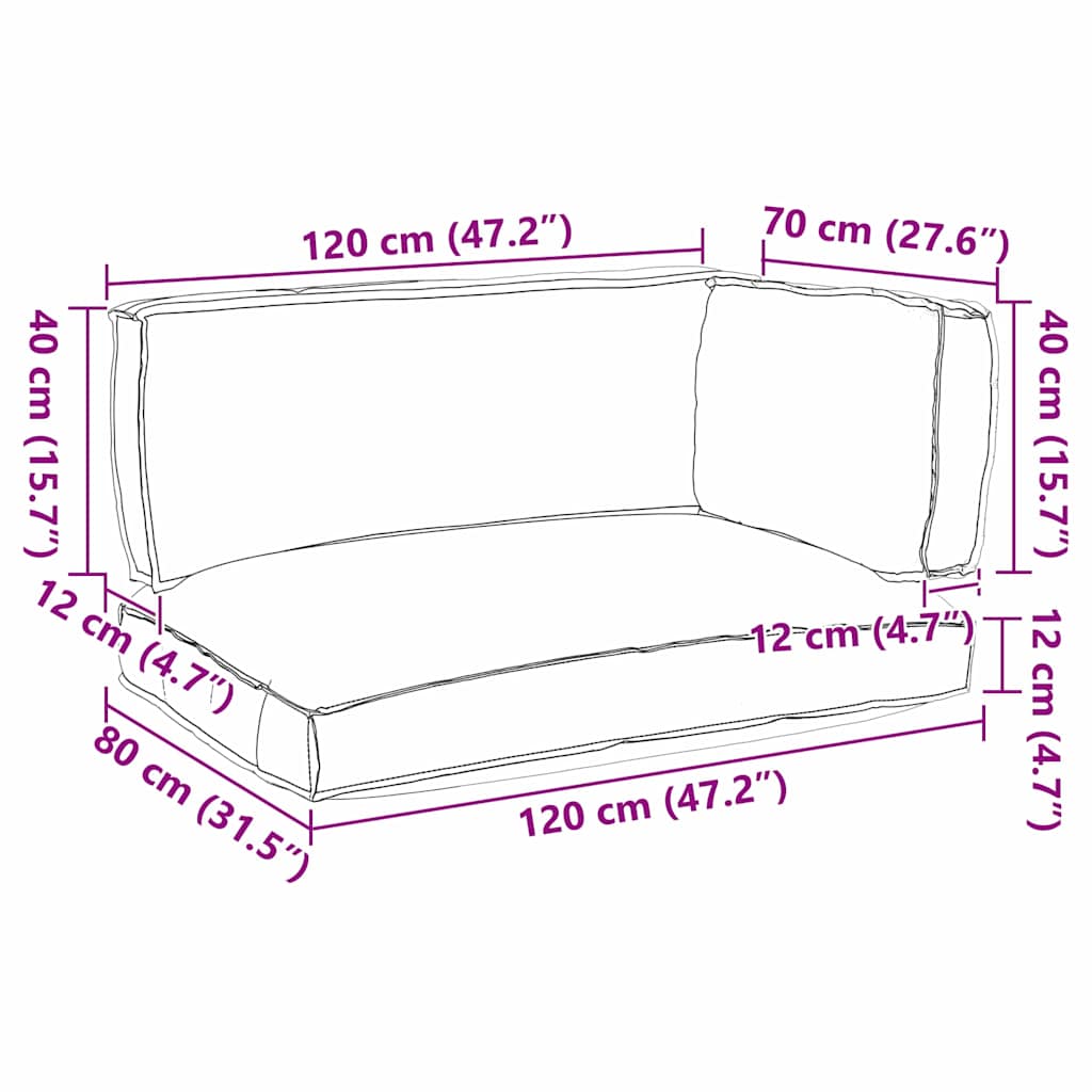 Palettenkissenset 3 pcs Anthrazit Oxford-Stoff