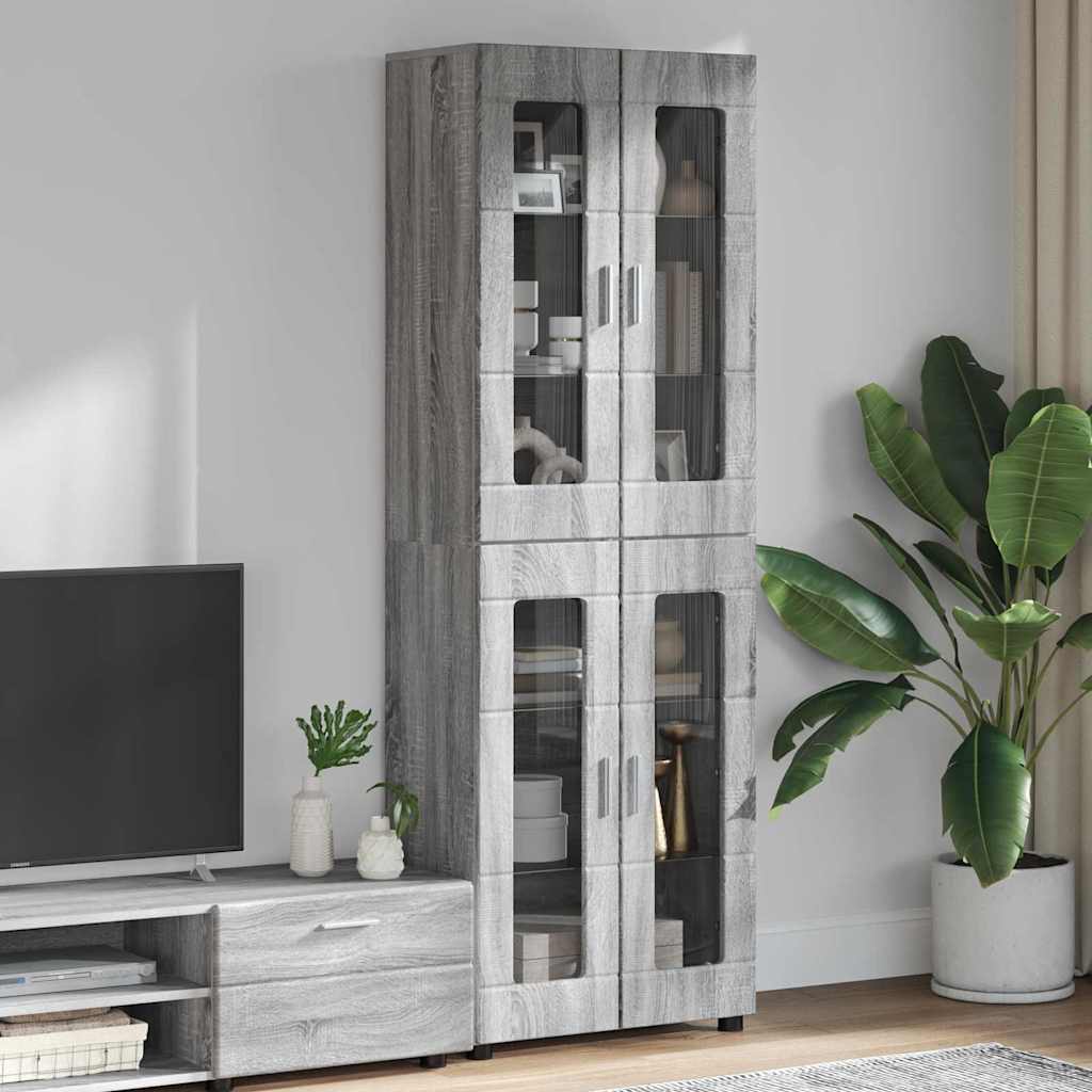 Highboard mit Regal FLORIN Weiß 60 x 35 x 182 cm Holzwerkstoff