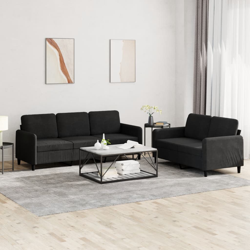 3-tlg. Sofagarnitur Dunkelgrün Samt