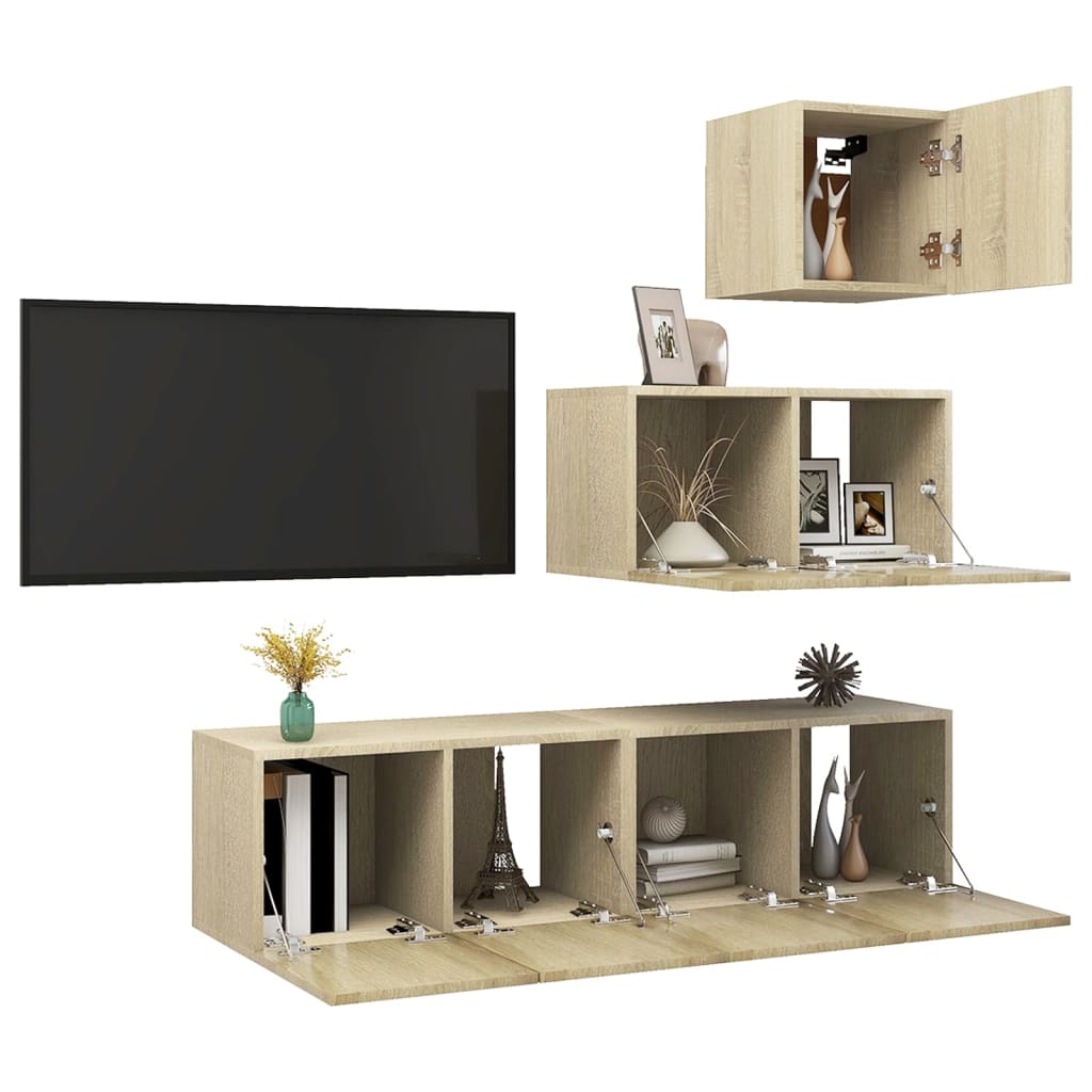 4-tlg. TV-Schrank-Set Weiß Holzwerkstoff