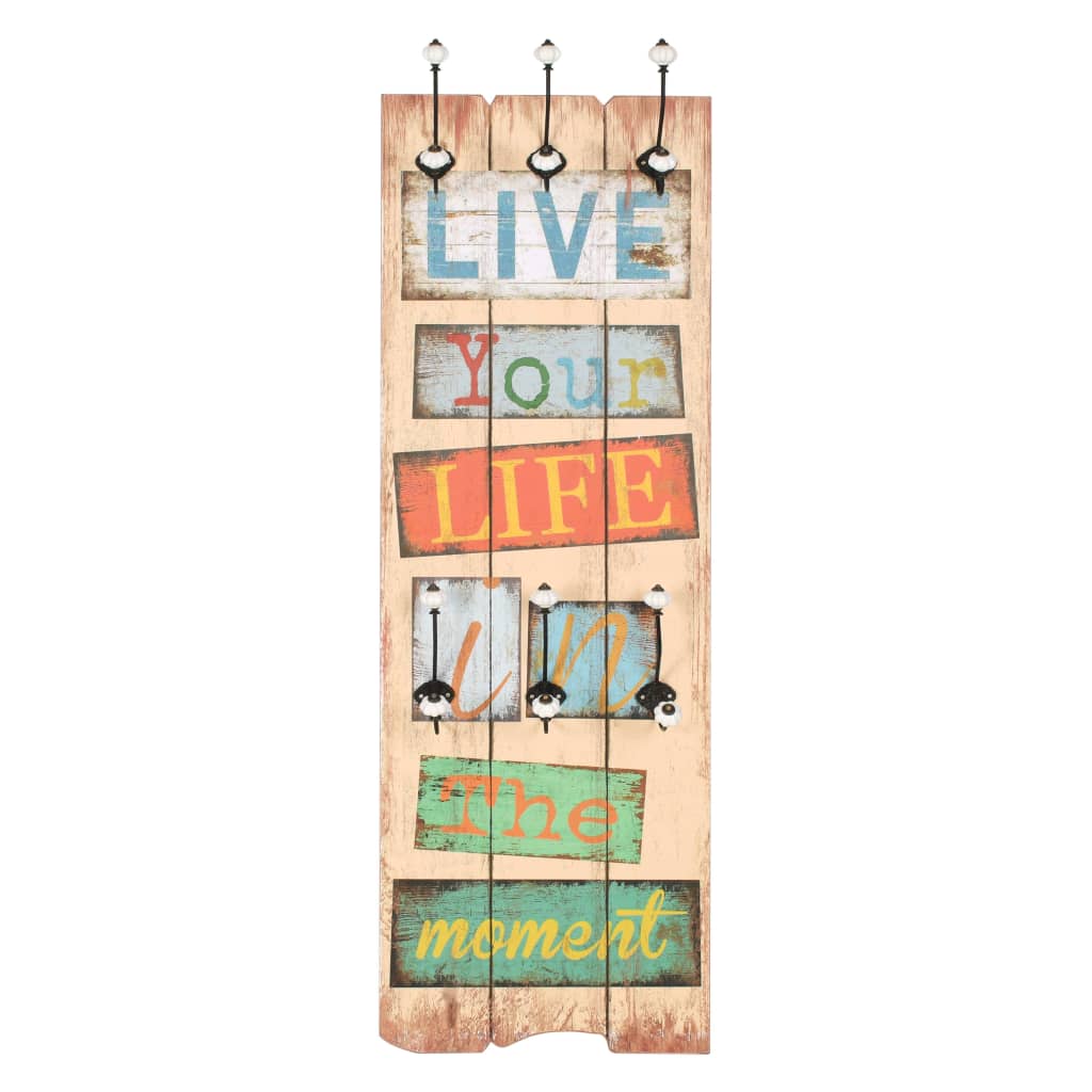 Wandgarderobe mit 6 Haken 120 x 40 cm "HOME IS