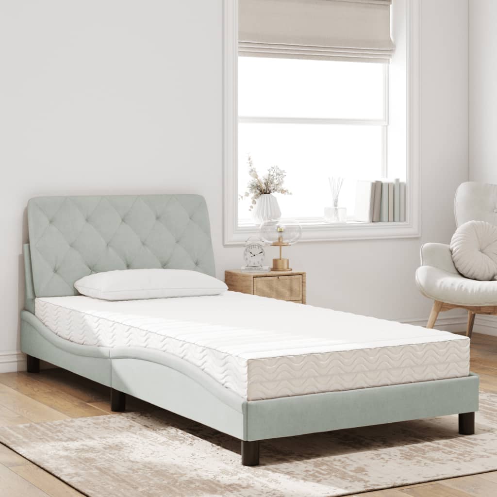 Bett mit Matratze Hellgrau 80x200 cm Samt