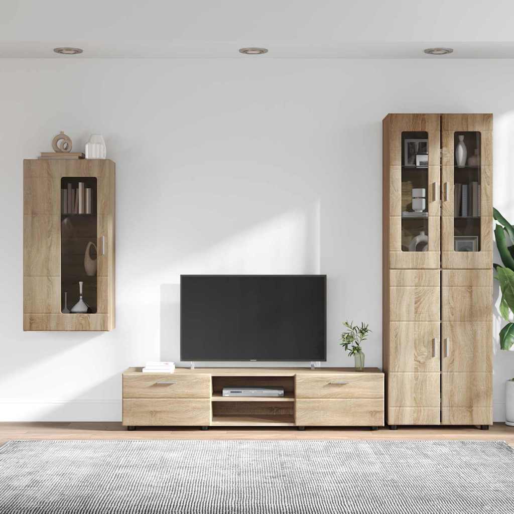Highboard mit Regal FLORIN Weiß 60 x 35 x 182 cm Holzwerkstoff