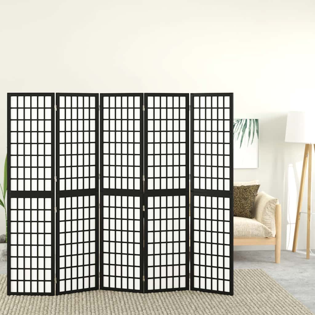 3-tlg. Paravent Japanischer Stil Faltbar 120x170 cm Schwarz