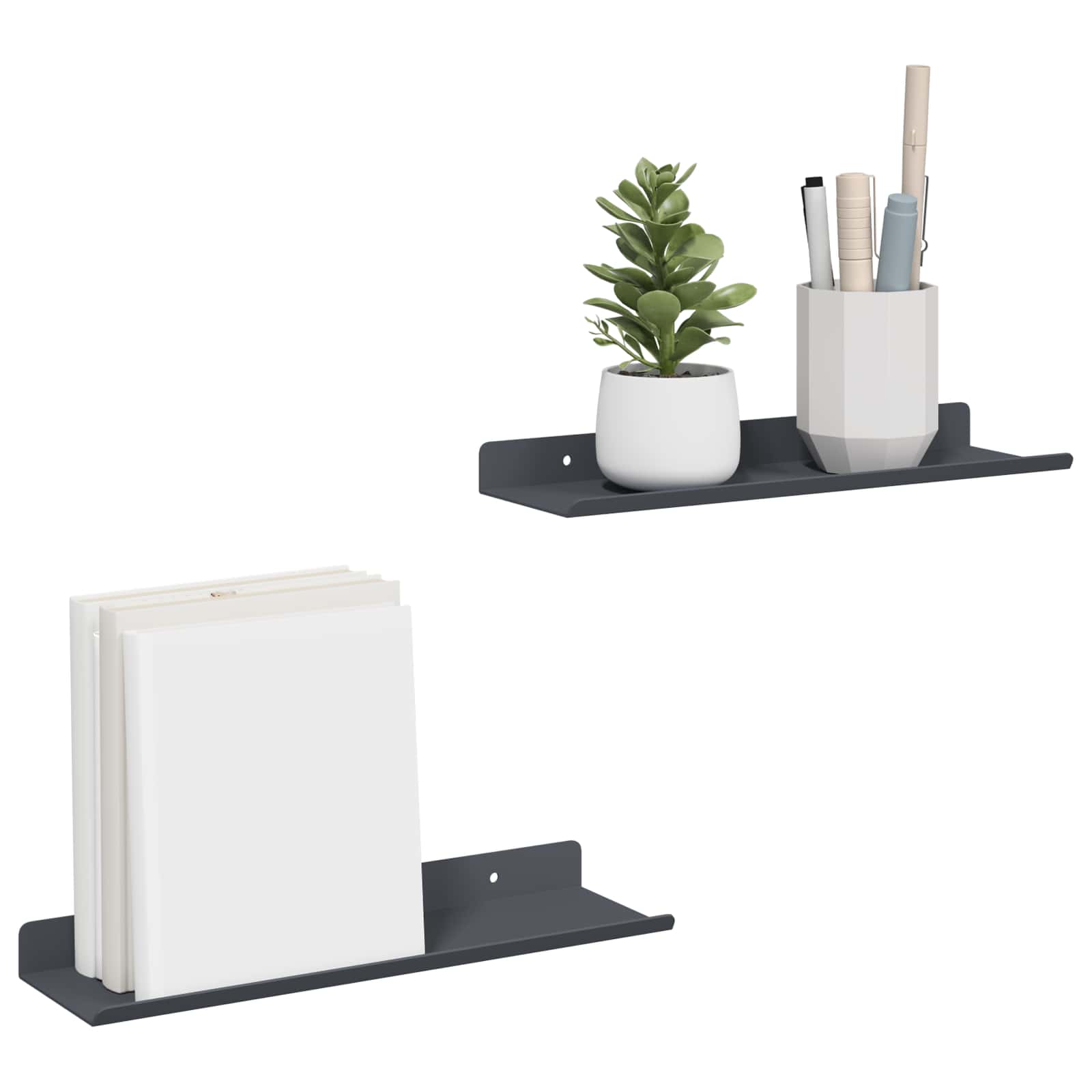 Schwebendes Regal 3 pcs Schwarz 40 x 9 x 2,5 cm Stahl