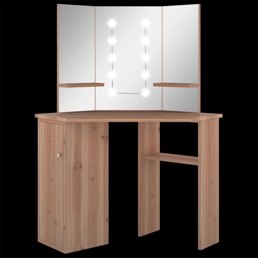 Eck-Schminktisch mit LED Grau 111x54x141,5 cm