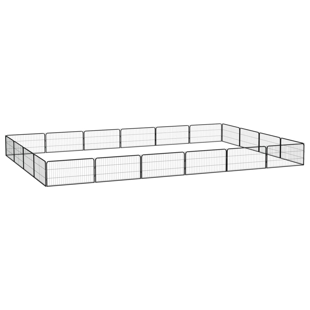 4-tlg. Hundelaufstall Schwarz 100x50cm Stahl Pulverbeschichtung