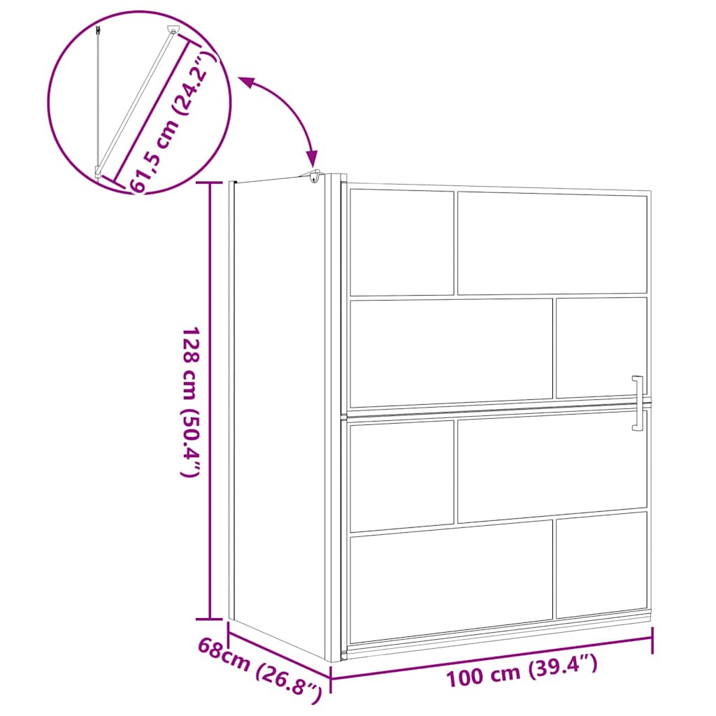 Bad-Duschschirm Schwarz und Transparent 80 x 68 x 128 cm