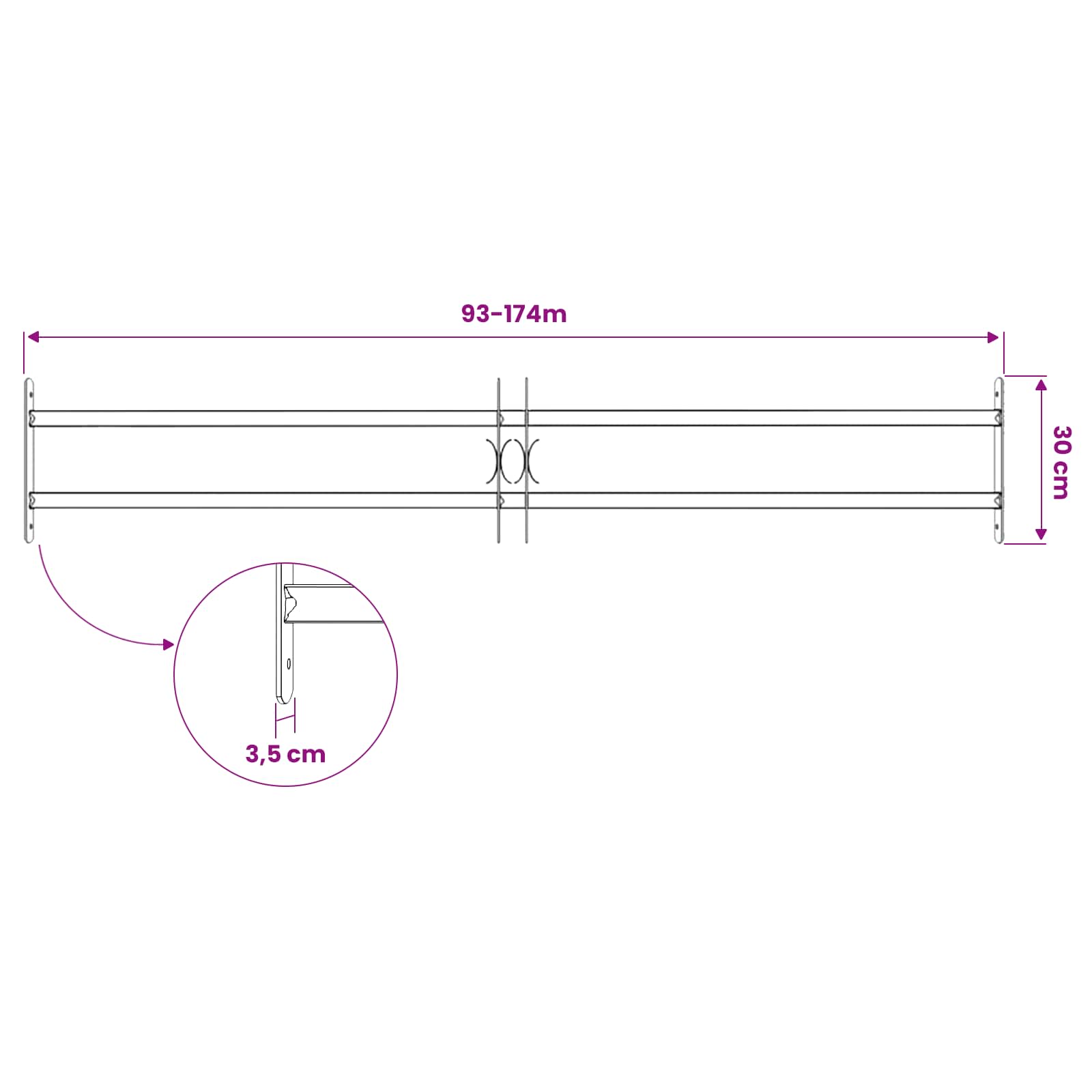Fenstergitter Verstellbar mit 3 Querstäben 500-650 mm