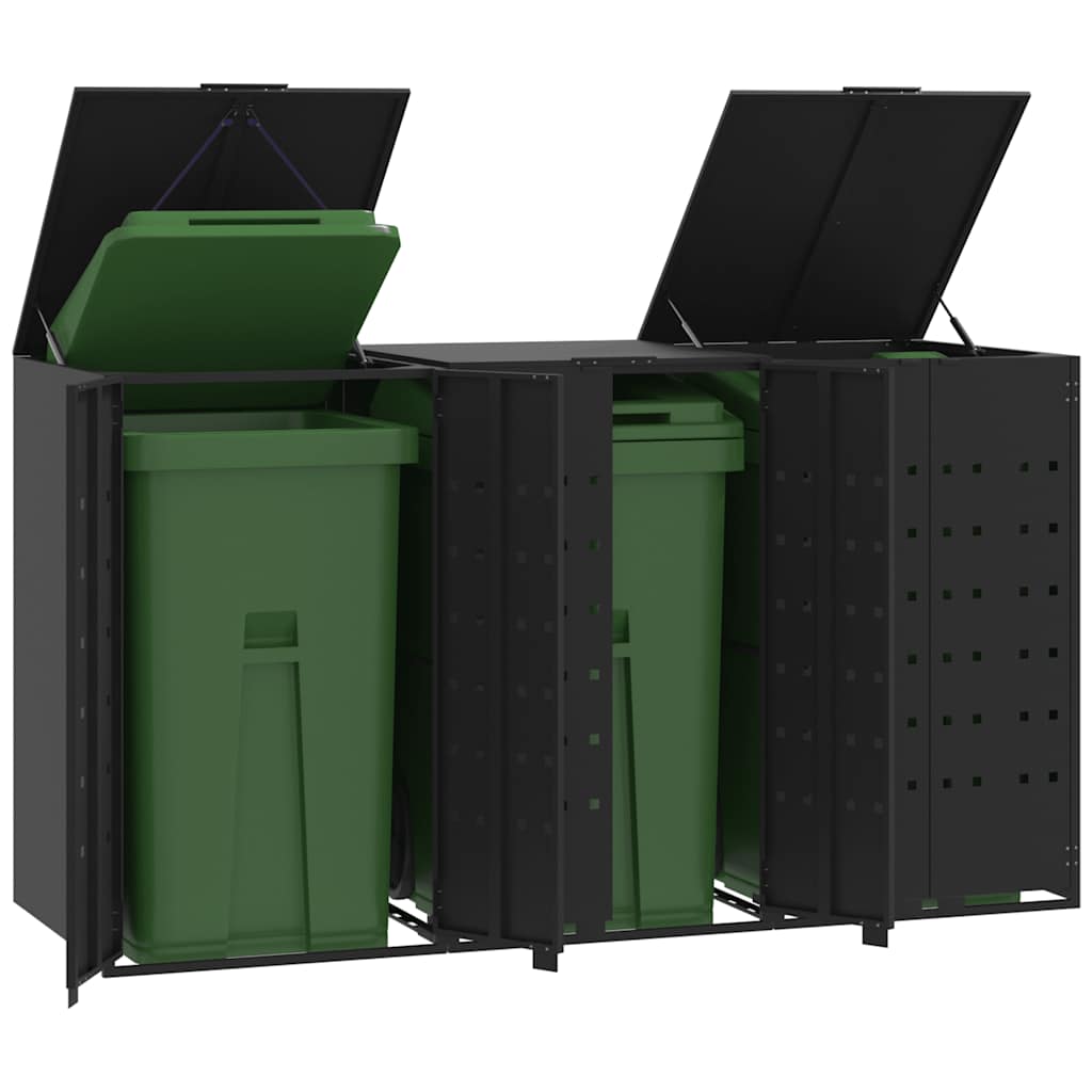 Mülltonnenbox für 2 Tonnen Schwarz 138x79x117 cm Stahl