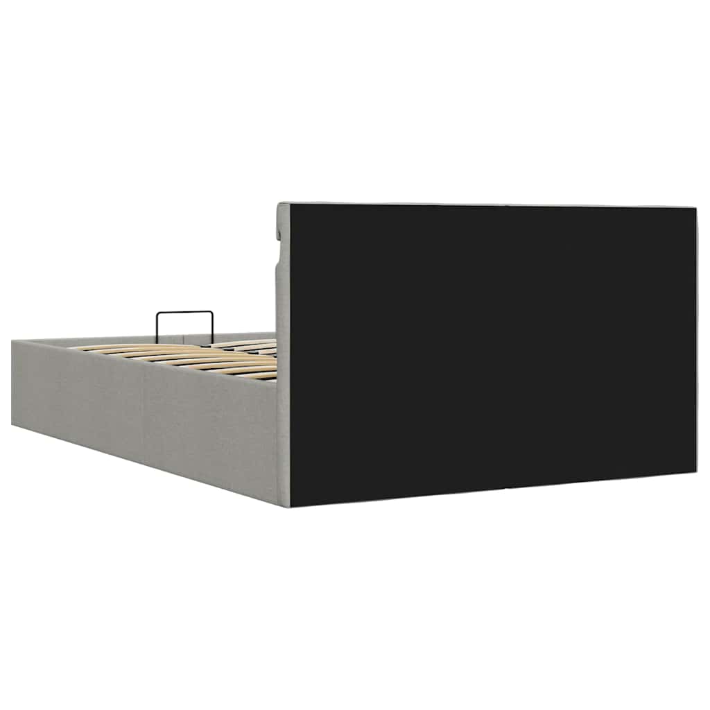 Bett mit Bettkasten Hydraulisch LED Dunkelgrau Stoff 90x200 cm