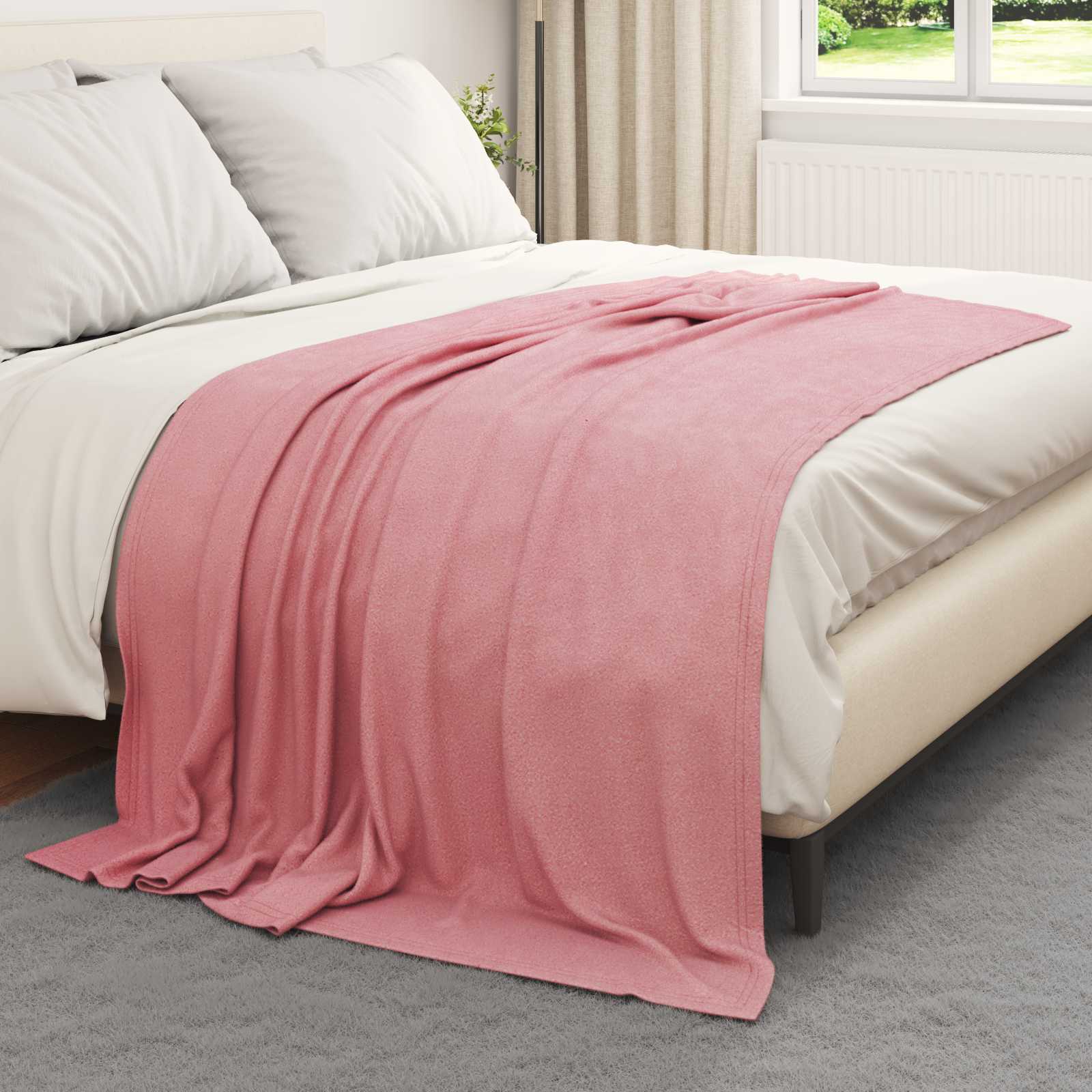 Überwurfdecke Beige 170 x 130 cm Fleece
