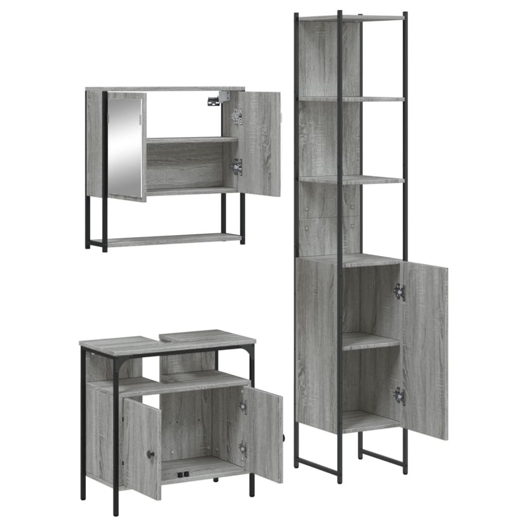 3-tlg. Badmöbel-Set Schwarz Holzwerkstoff