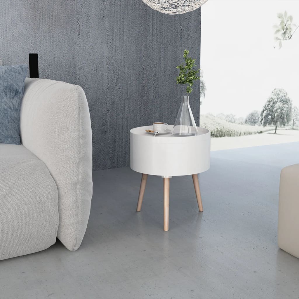 Beistelltisch mit Serviertablett rund 39,5x44,5 cm weiß