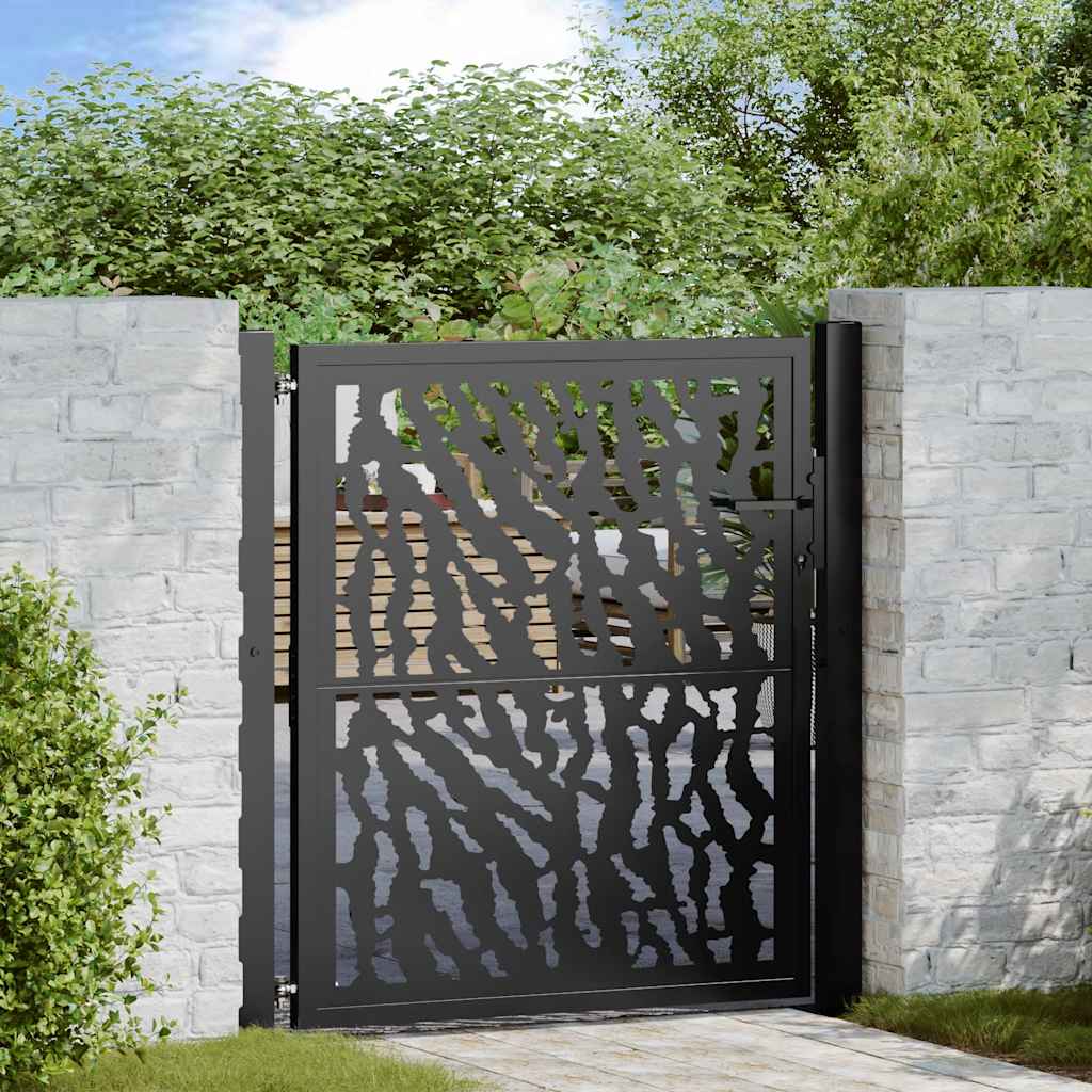 Gartentor Schwarz 100x100 cm Stahl Lichtdesign
