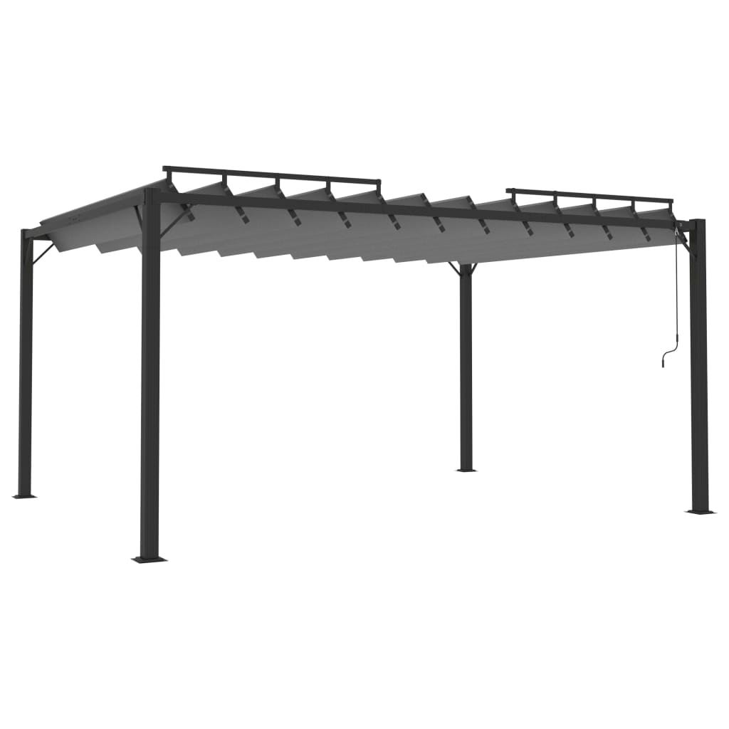 Pergola mit Lamellendach 3x3 m Creme Stoff und Aluminium