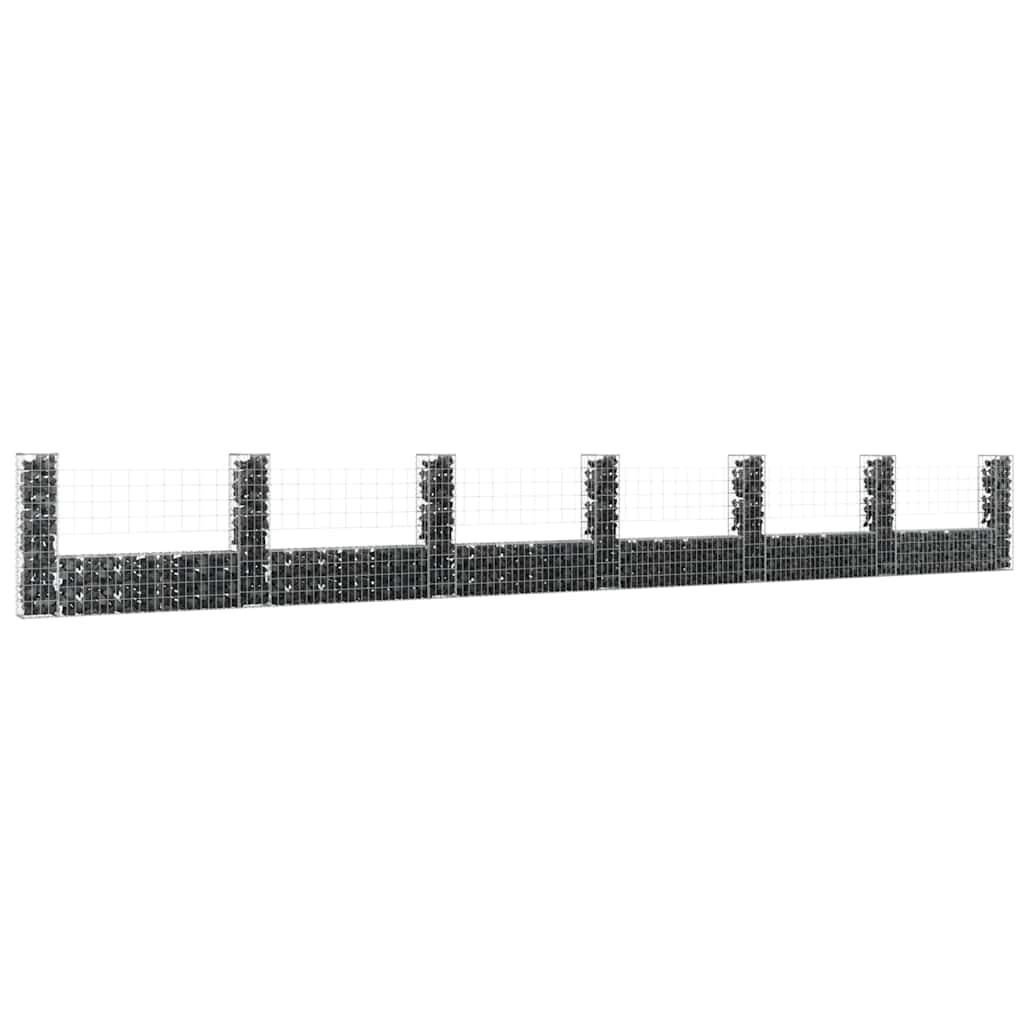 Gabionenkorb U-Form mit 2 Säulen Eisen 140x20x150 cm