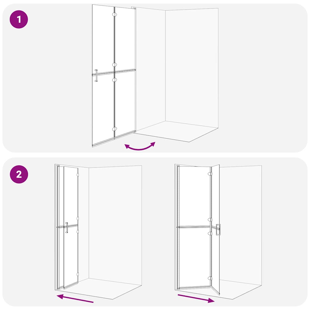 Faltbare begehbare Duschwand Transparentes ESG Glas 70x190 cm
