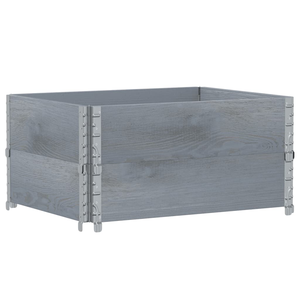 Paletten-Aufsatzrahmen Schwarz 80x60 cm Massivholz Kiefer