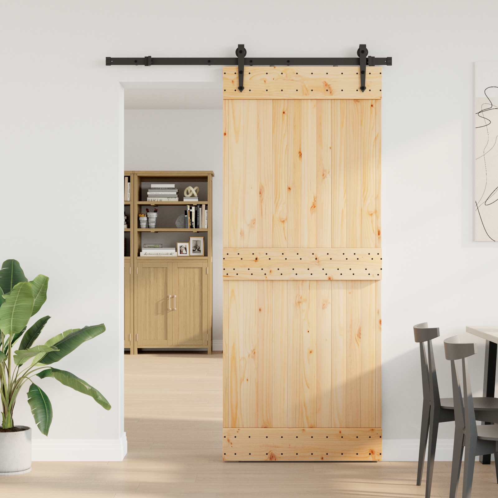 Schiebetür NARVIK Natürlich und Schwarz 70 x 210 cm (152,5 cm)