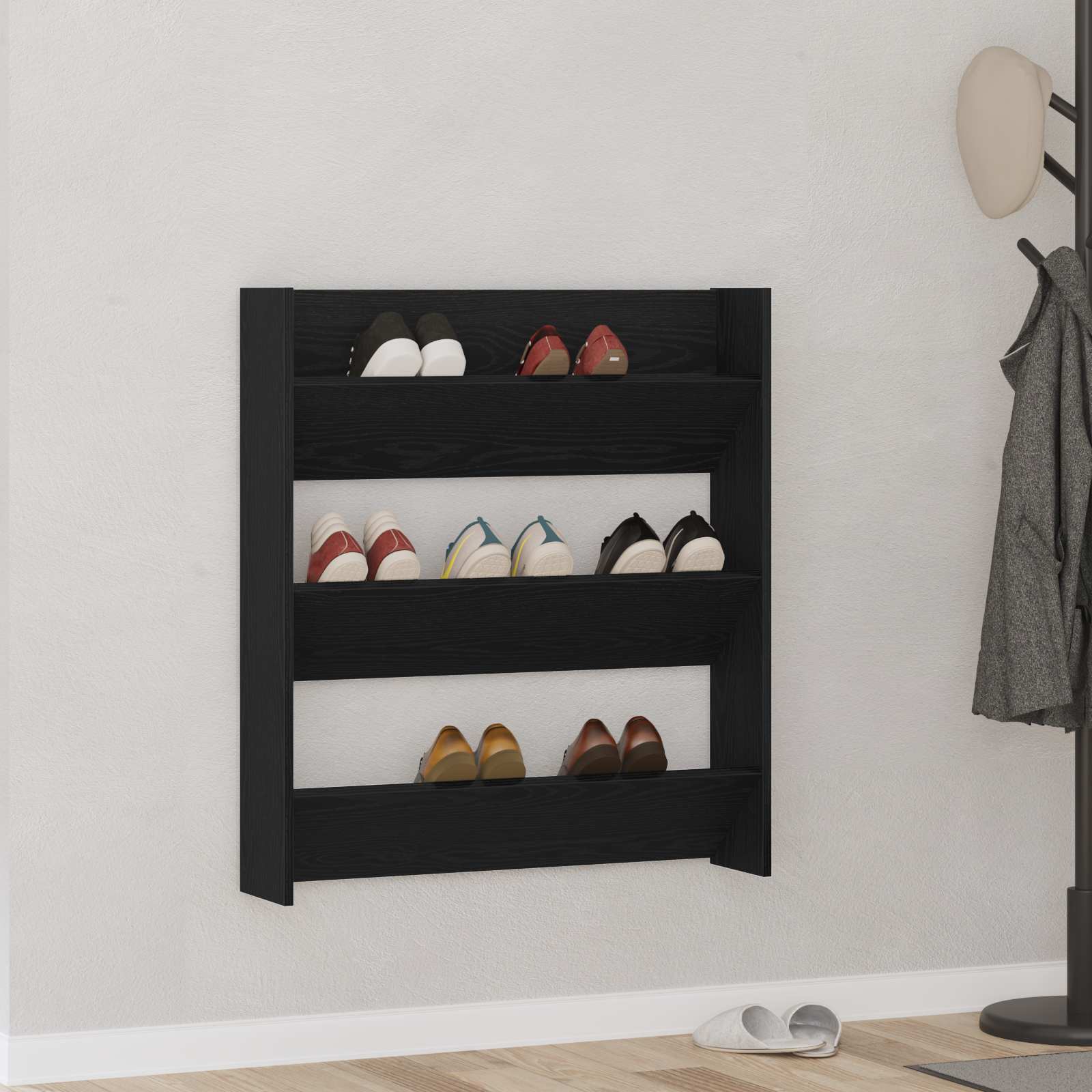 Wand-Schuhschränke 4 Stk. Weiß 60x18x60 cm Holzwerkstoff