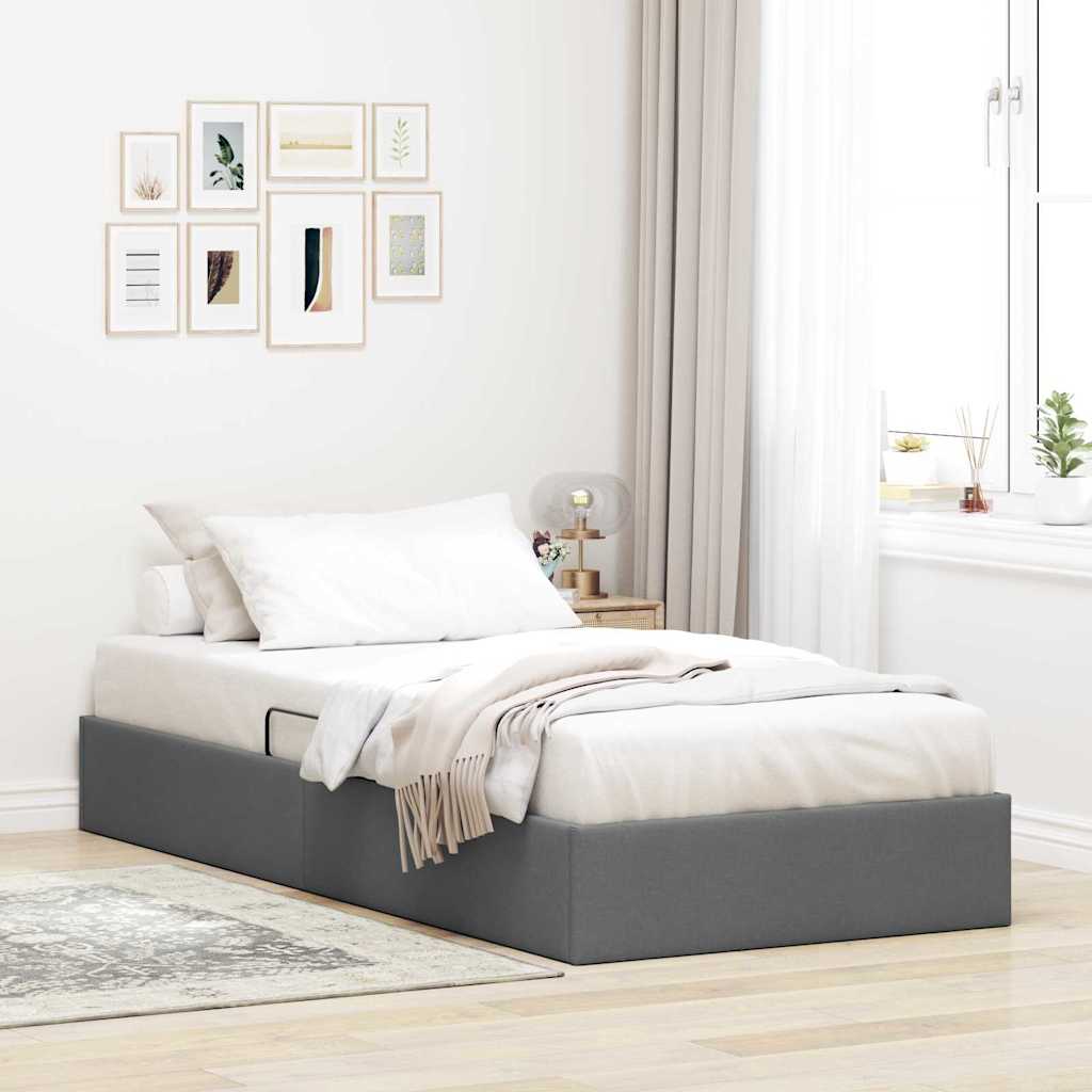 Aufbewahrungsbett mit Matratze Hellgrau 203 x 100 cm Stoff