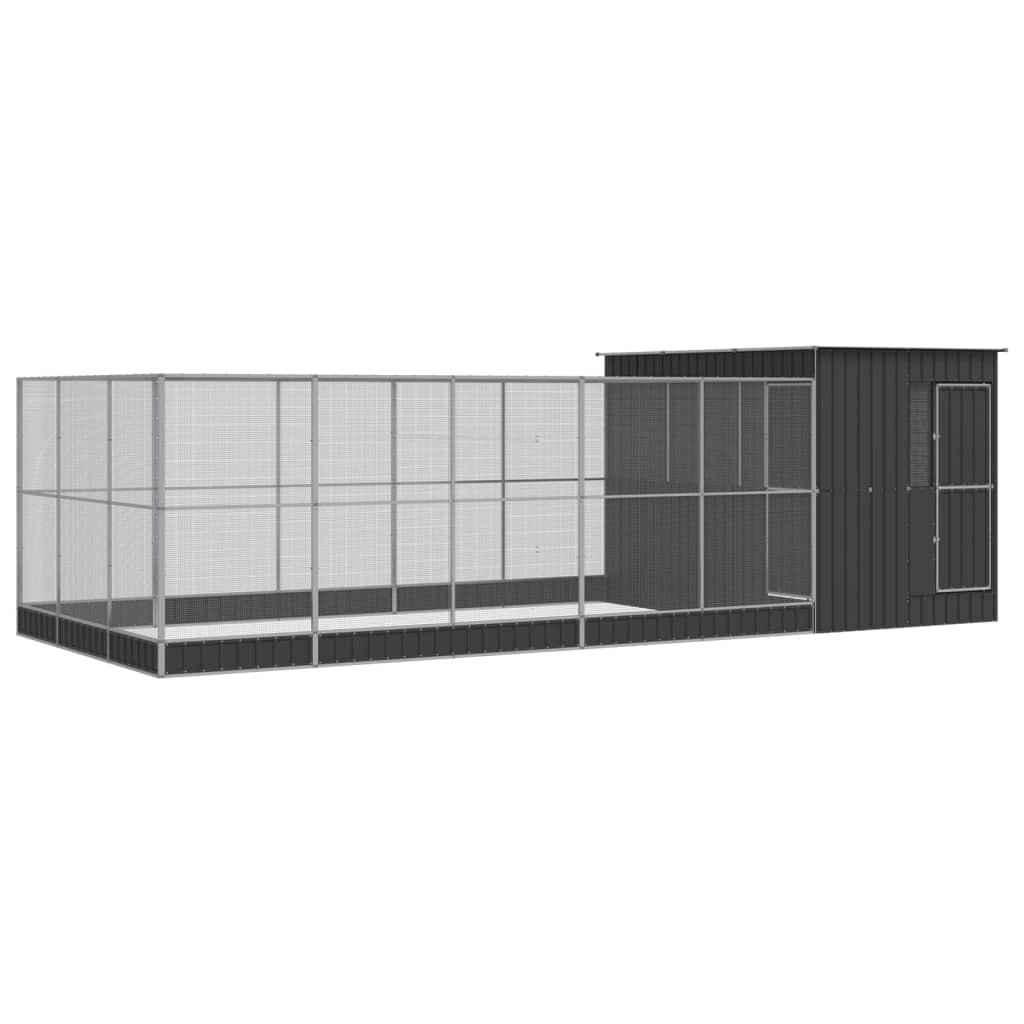 Voliere mit Erweiterung Silber 416 x 203 x 216 cm Stahl