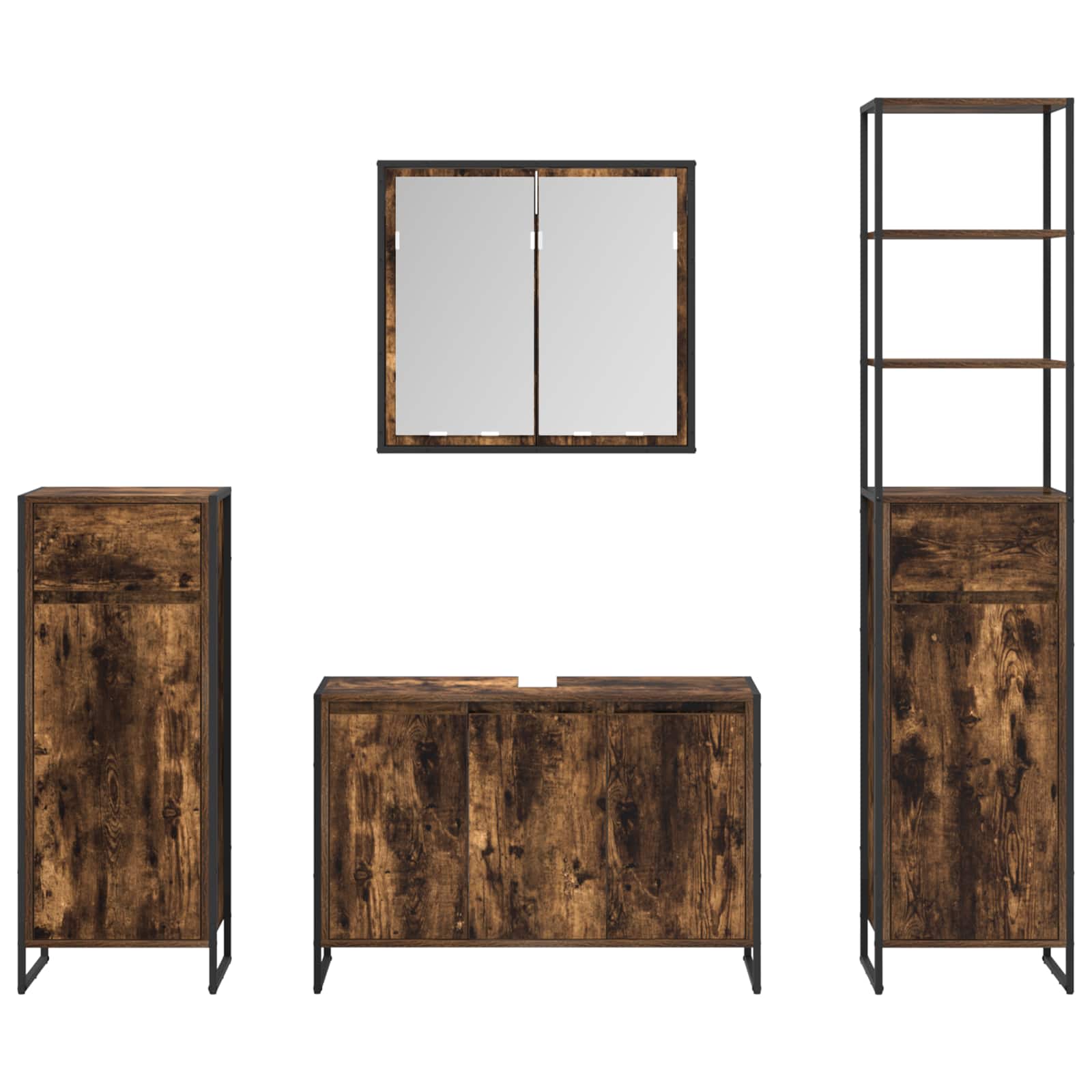 Badezimmermöbel-Set mit Tür Schwarz Eichen-Optik Holzwerkstoff