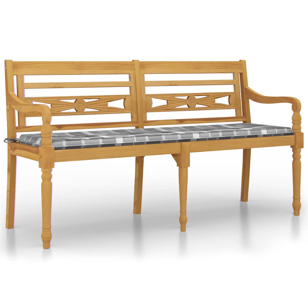 Batavia-Gartenbank mit Anthrazit Kissen 120 cm Teak Massivholz