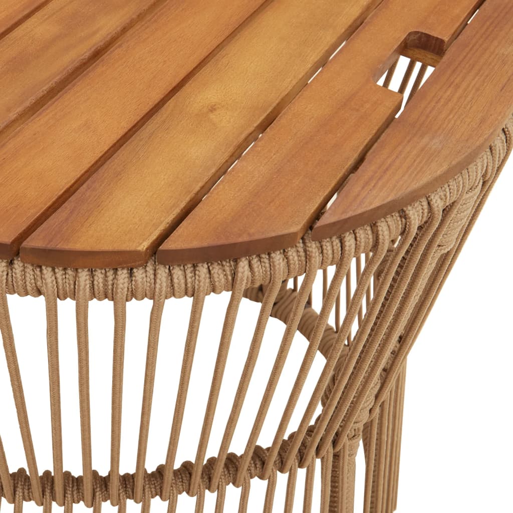 Garten-Beistelltische 2 Stk. mit Holzplatte Schwarz Poly Rattan