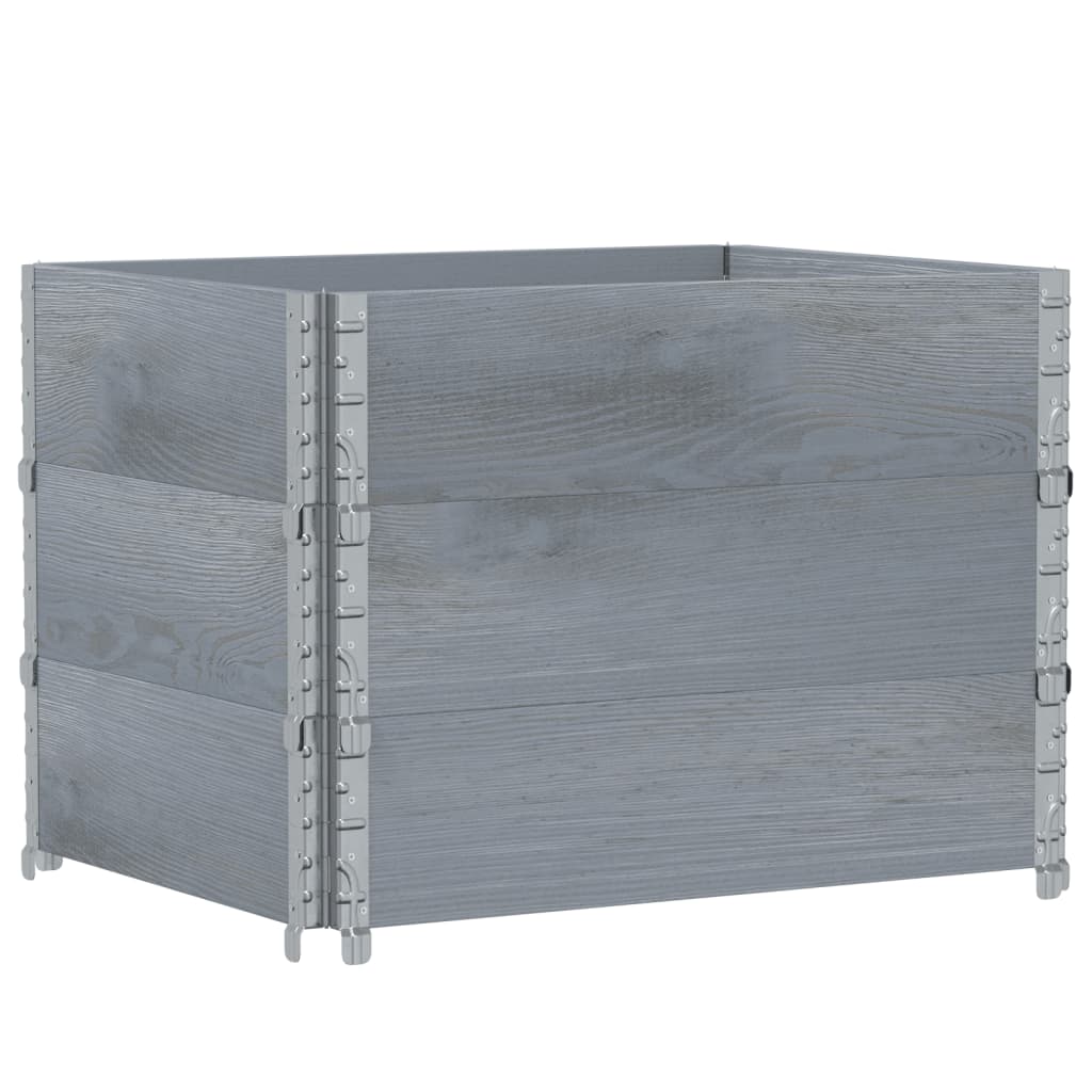 Paletten-Aufsatzrahmen Schwarz 80x60 cm Massivholz Kiefer