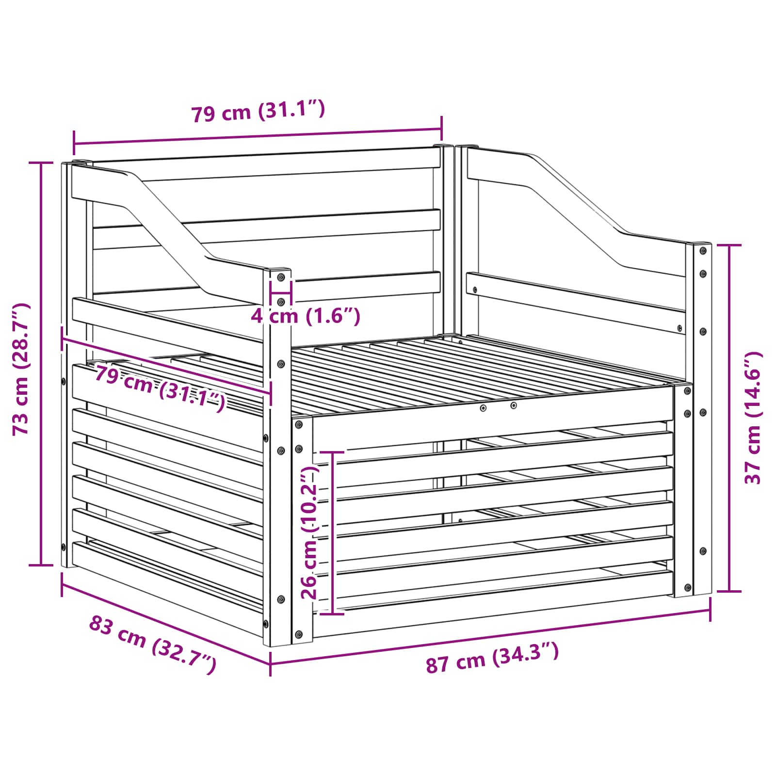 2 Stück Outdoor-Sofa Natur
