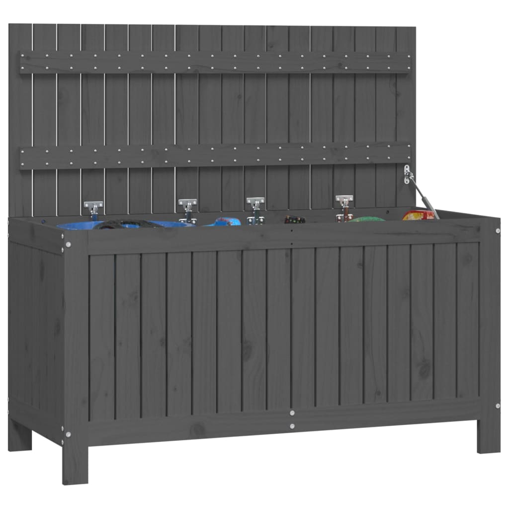 Gartentruhe Grau 76x42,5x54 cm Massivholz Kiefer