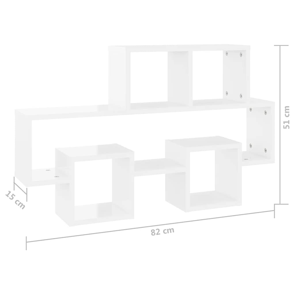 Wandregal in Autoform Weiß 82x15x51 cm Holzwerkstoff