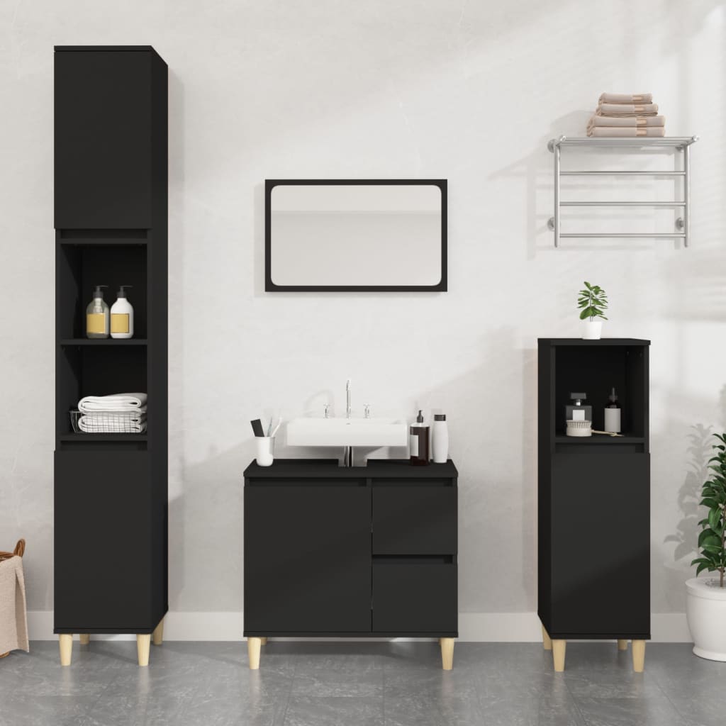 Badschrank Weiß 30x30x100 cm Holzwerkstoff